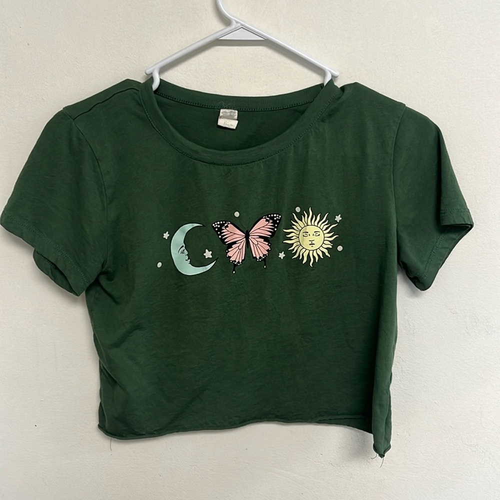 Green crop top size large used!